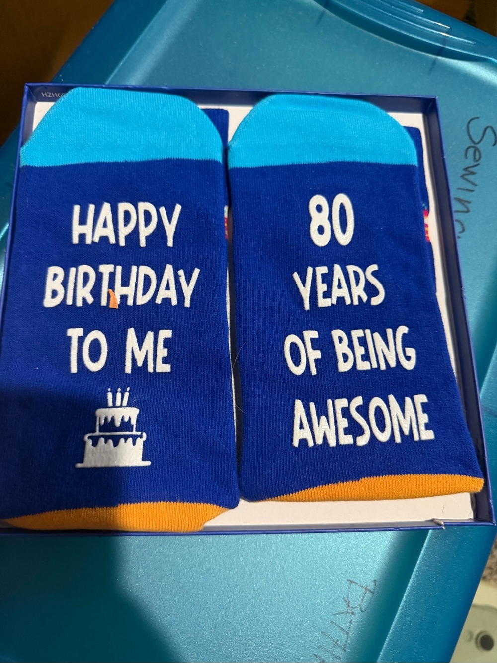 Happy Birthday 80 Years Novelty Socks - Blue
